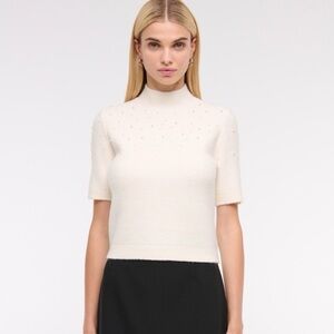 Cream Abercrombie Short Sleeve Sweater XS